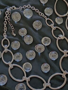 Silver Tone Oval Link Necklace Set Hoop Earrings Minimalist Chunky Chain